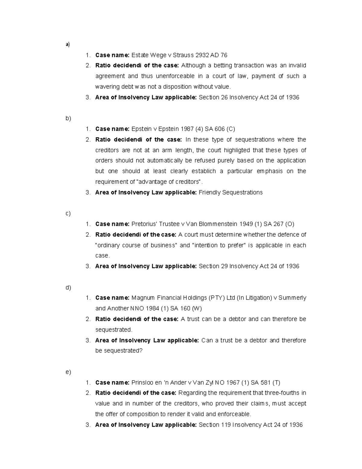 MRL3701 Assignment 1 Memo: Sequestration of Separate Estates - Studocu