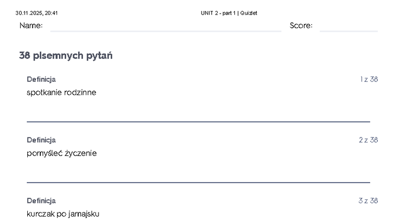 UNIT 2 - Part 1 Quizlet Definitions and Scores - Studocu