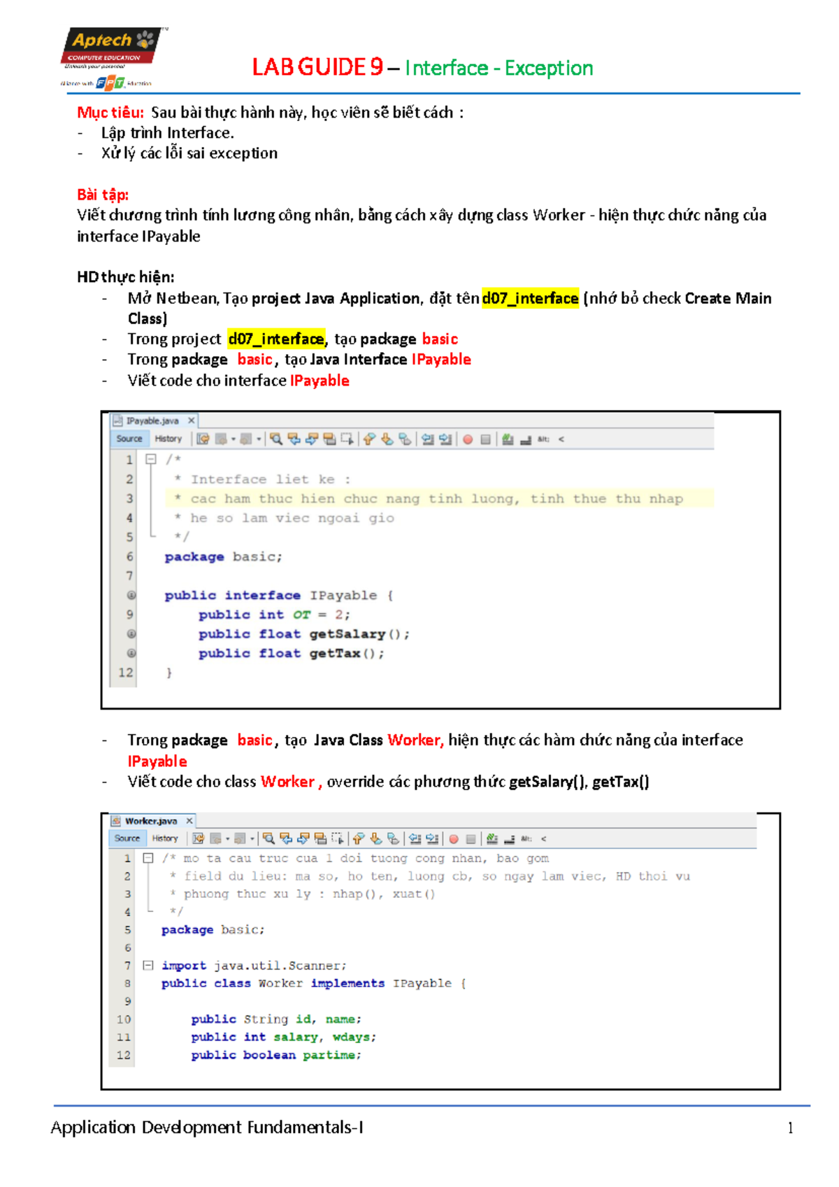 JP1 Lab Guide 9 - Java 3 - Mục tiêu: Sau bài thực hành này, học viên sẽ ...
