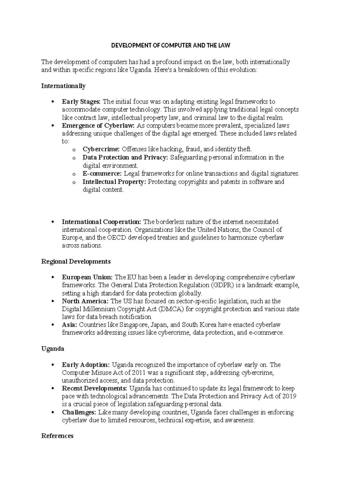 Computer AND THE LAW - DEVELOPMENT OF COMPUTER AND THE LAW The ...