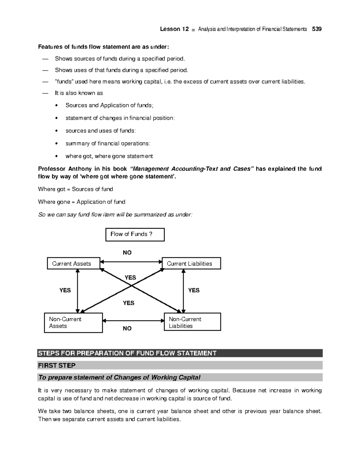 Steps FOR Preparation OF FUND FLOW Statement - Lesson 12 Analysis and ...