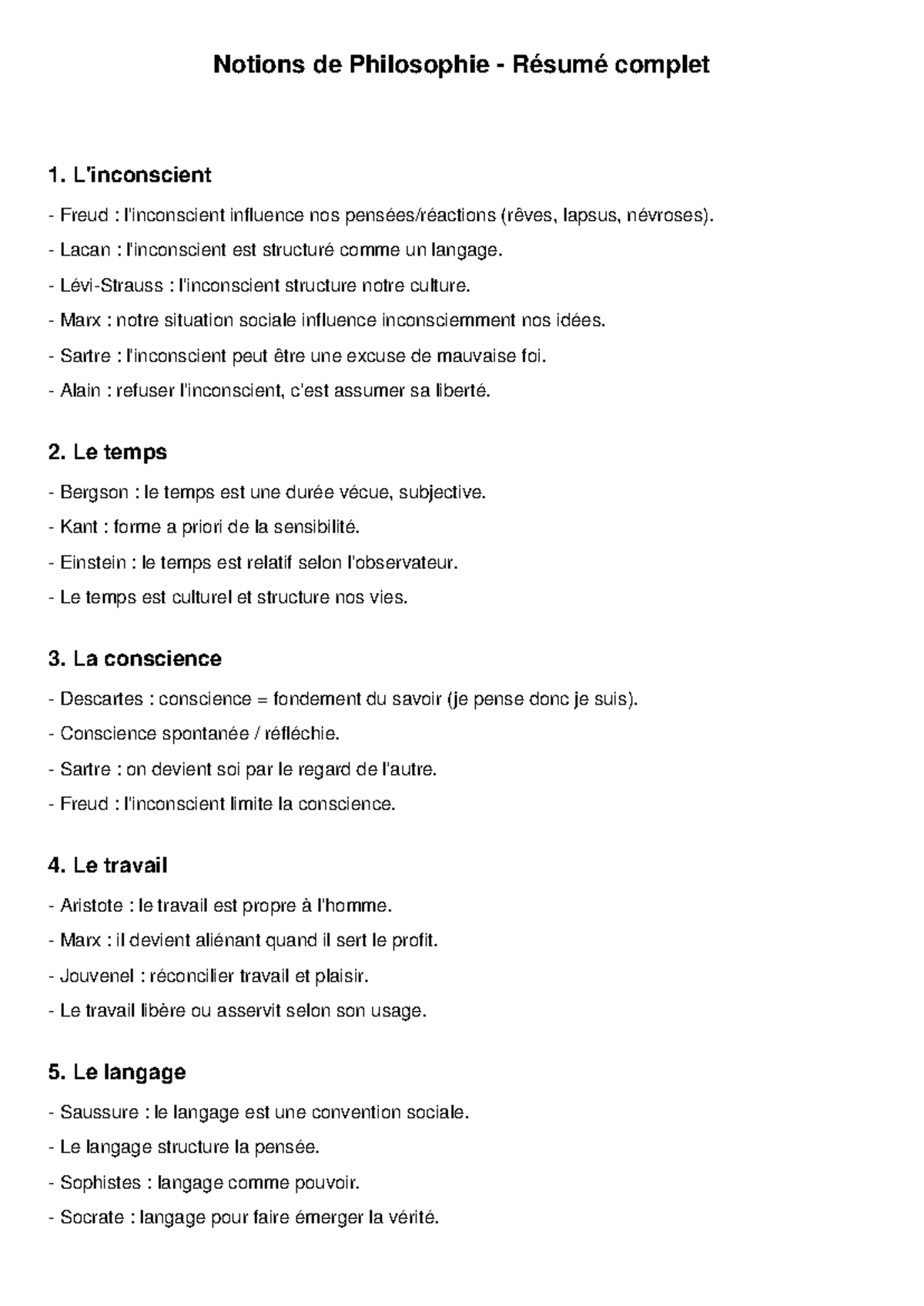 Notions de Philosophie : Résumé Complet et Concepts Clés - Studocu
