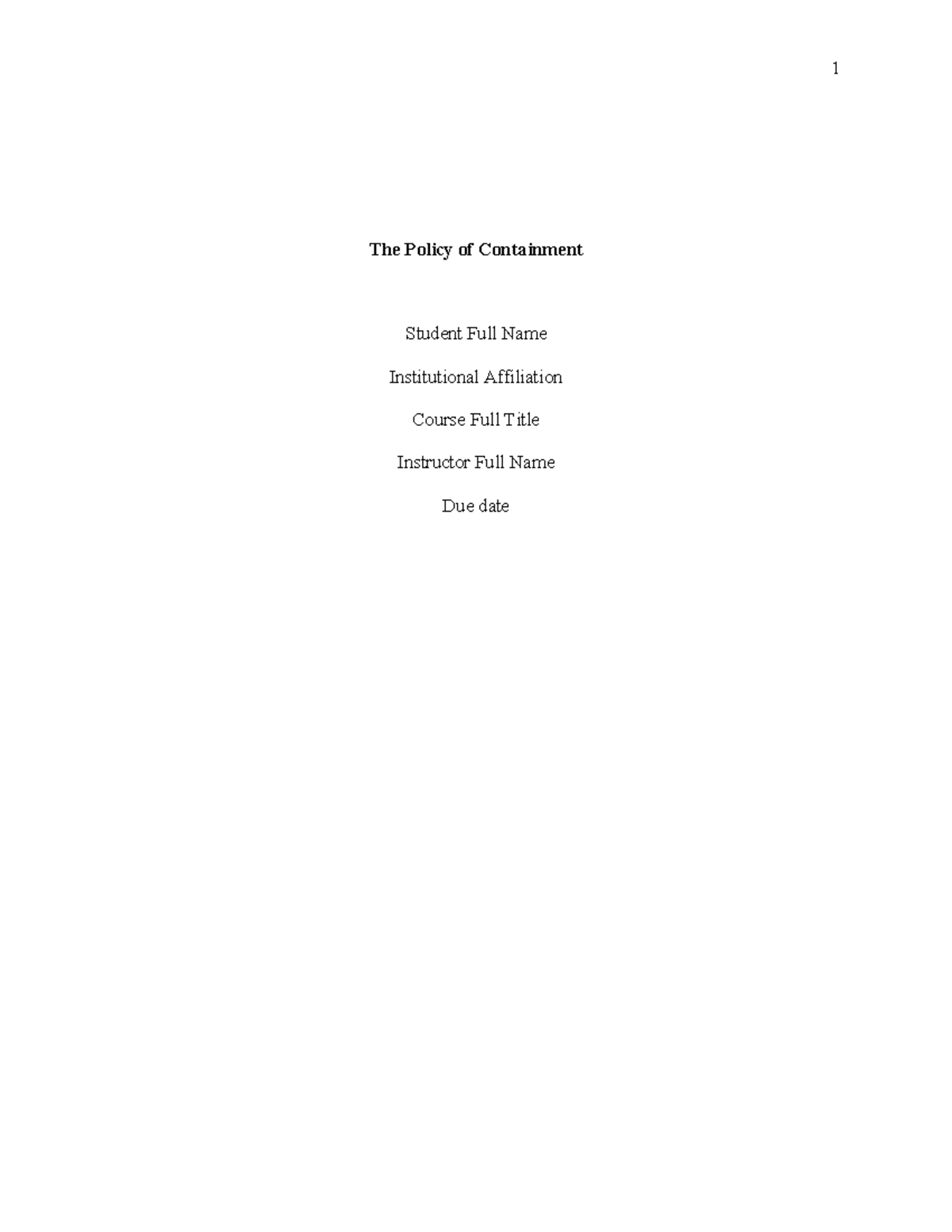 POL 101: The Policy of Containment - A Historical Analysis of US ...