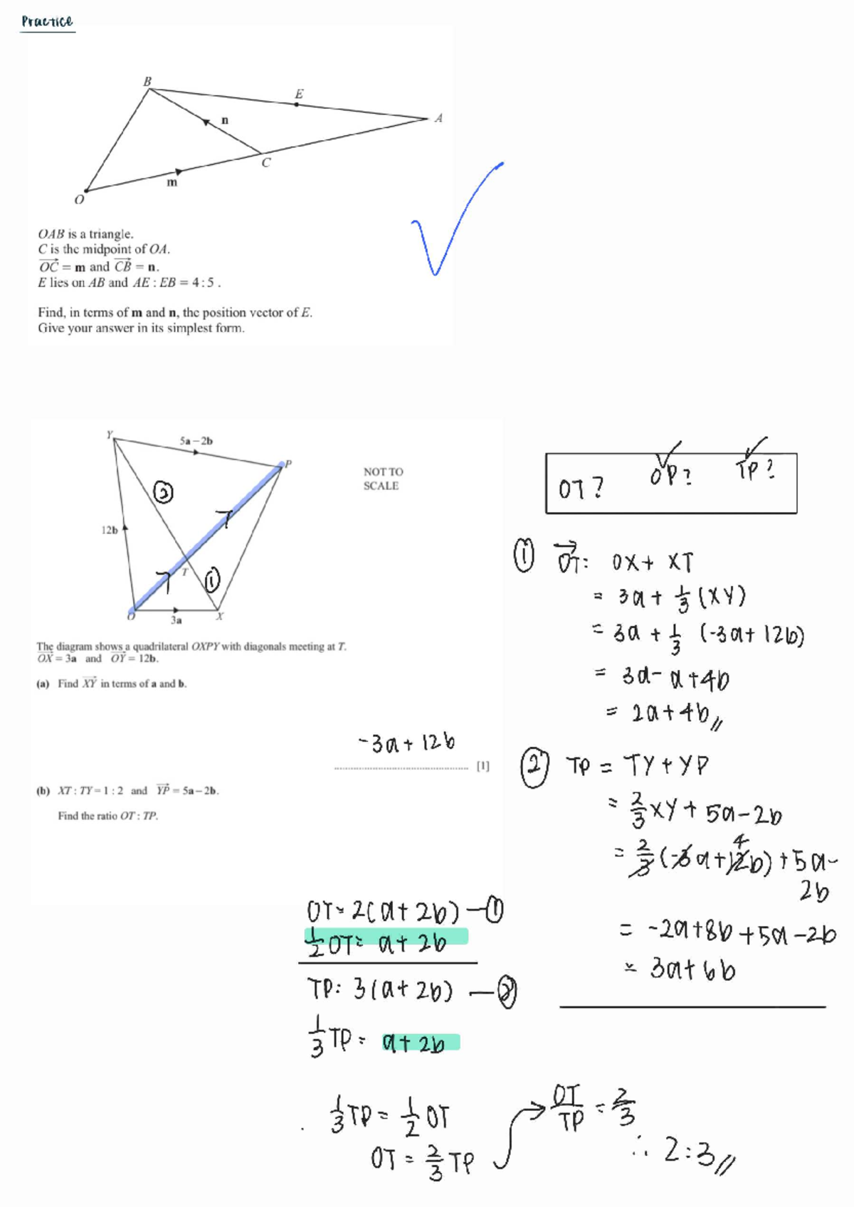 Vector Analysis: Position Vector of E in Triangle OAB (251128) - Studocu
