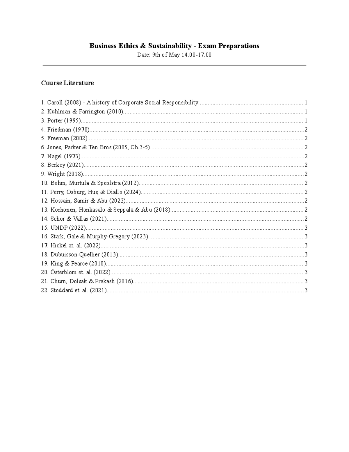 Exam Prep - Ethics & Sustainability (Course Code: BUS 101) - Studocu