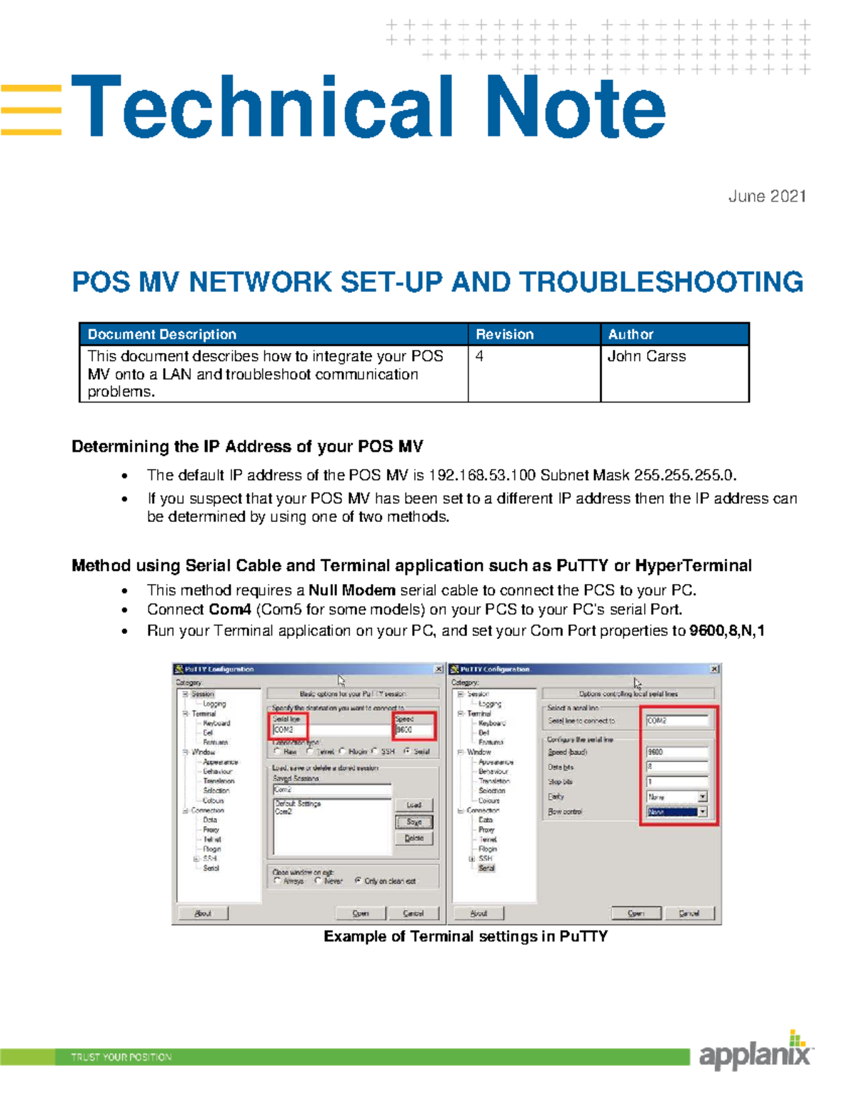 POS MV Network Setup - POS MV - Technical Note June 2021 POS MV NETWORK ...