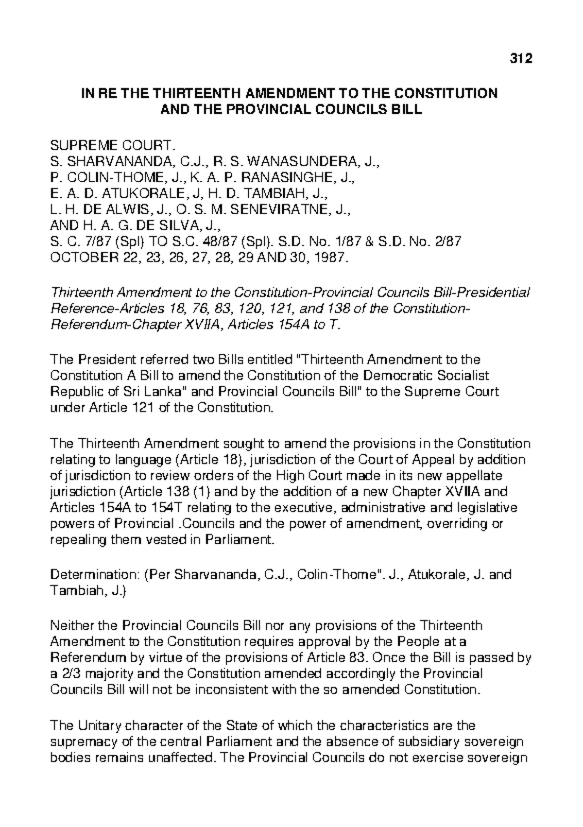 In Re the 13th Amendment to the Constitution: Supreme Court of Sri ...