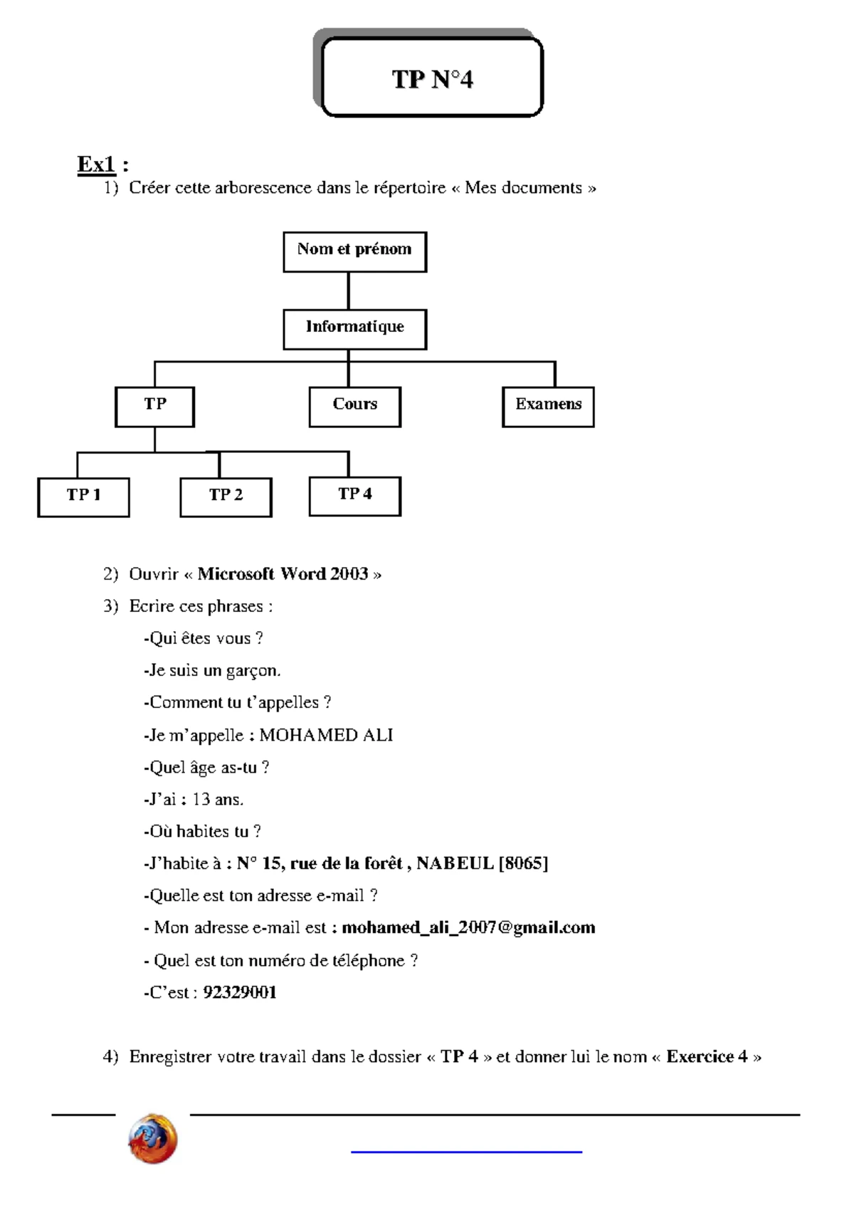 TP Informatique N° 1 - Exercices Pratiques de Word 2003 - Studocu