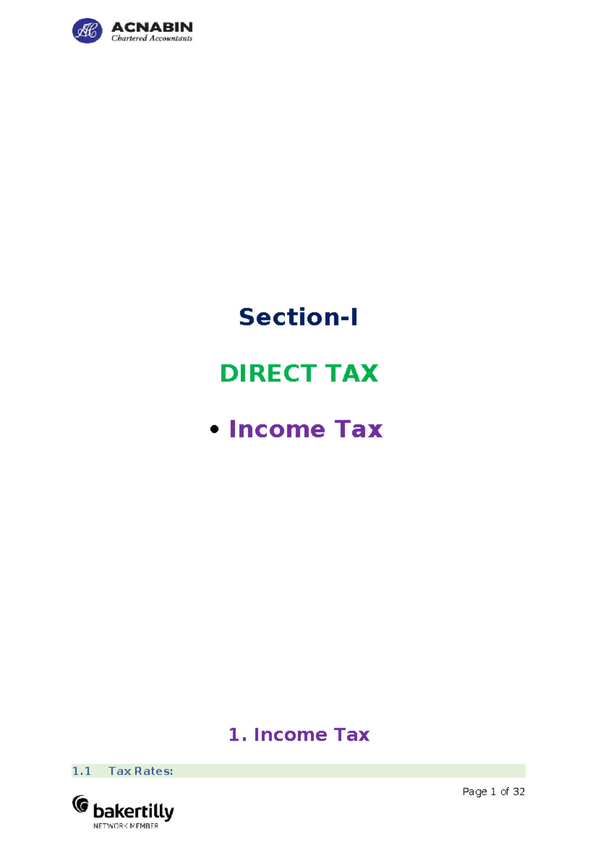 DIRECT TAX Income Tax 1: Proposed Changes and Tax Rates Analysis - Studocu
