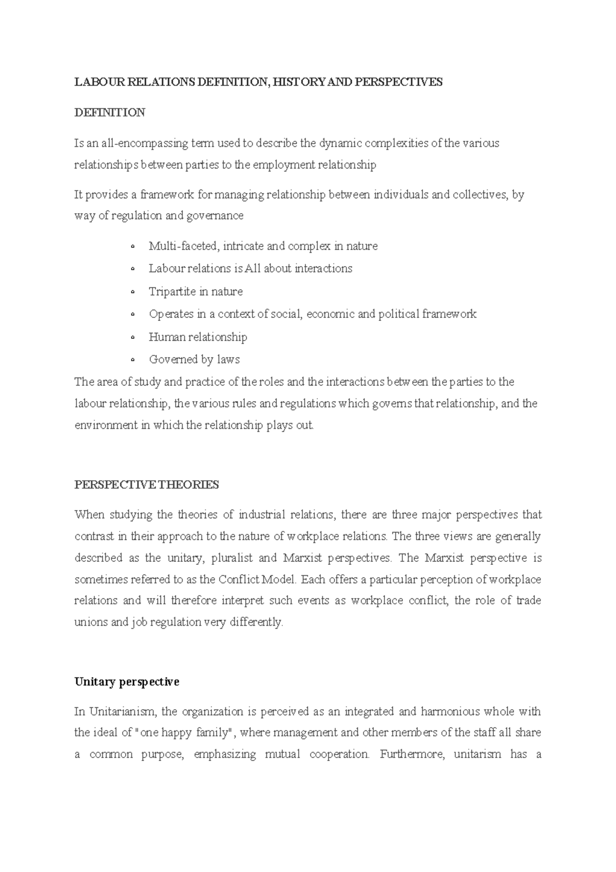 Labour introduction - LABOUR RELATIONS DEFINITION, HISTORY AND ...
