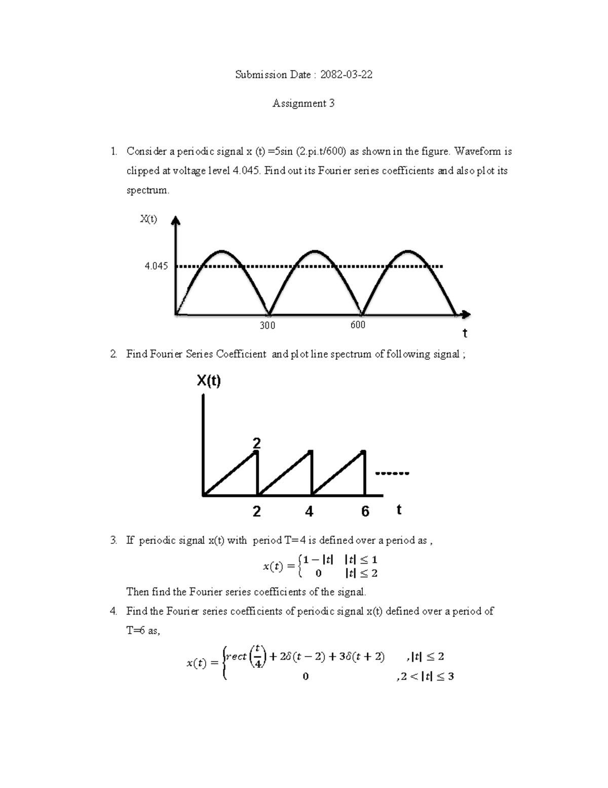 Assignment 3: Fourier Series Coefficients and Spectrum Analysis - Studocu