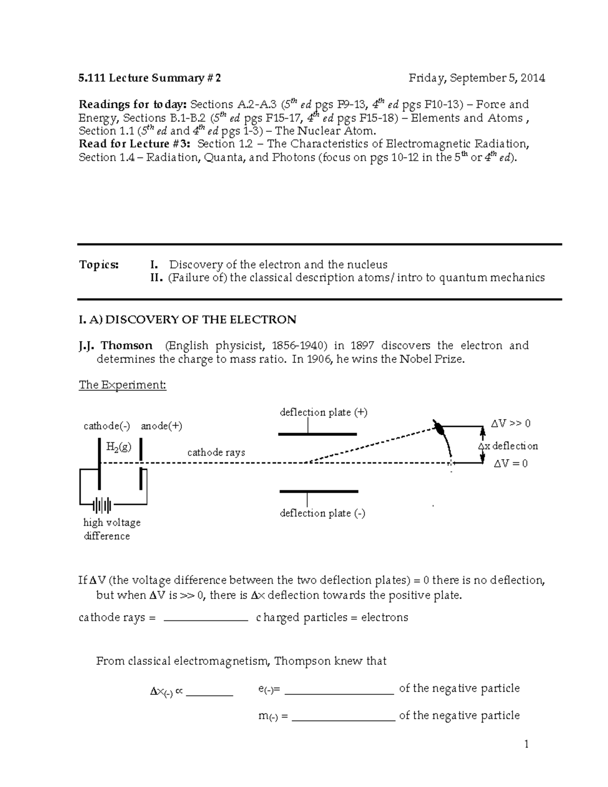 Lec2 - Lecture note unit 2 - 5 Lecture Summary #2 Friday, September 5 ...