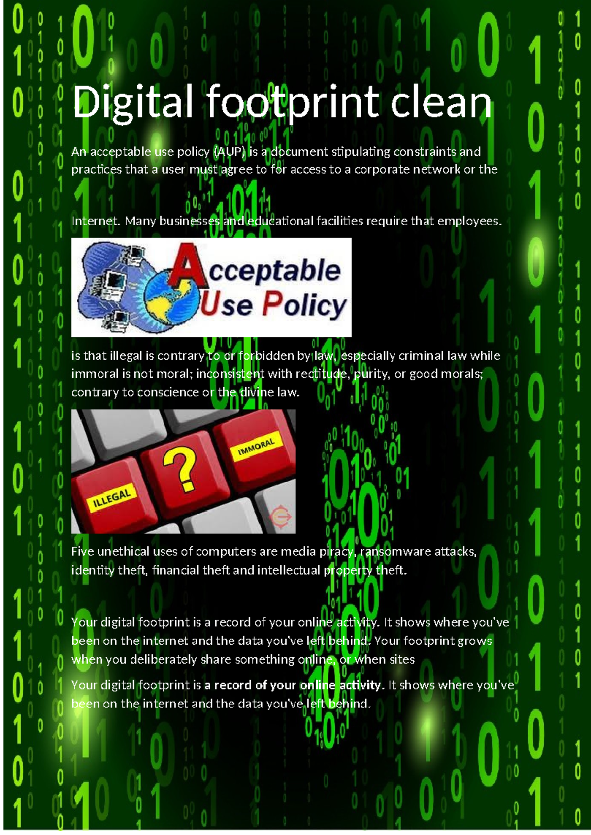 Digital Footprint Management: Understanding AUP and Ethics - Studocu
