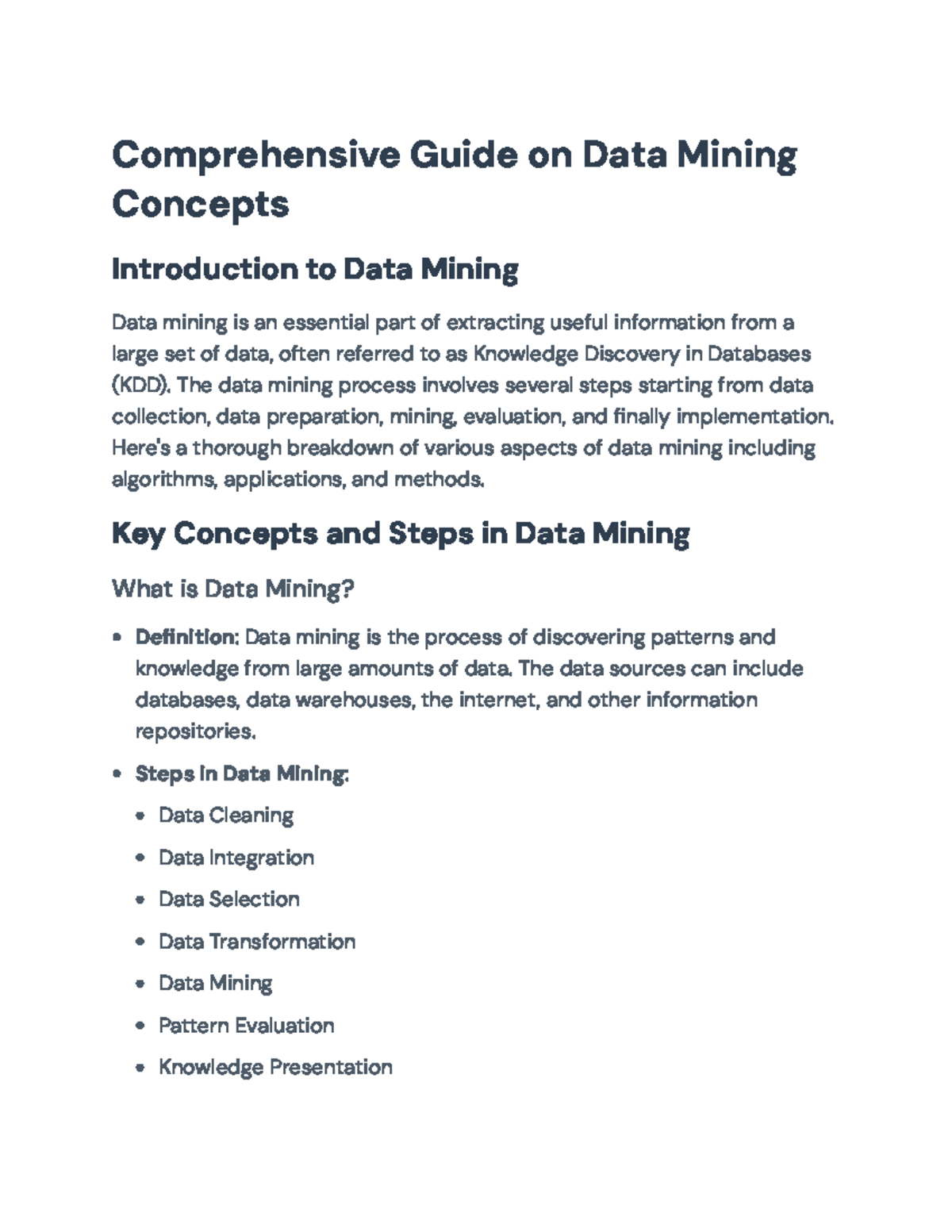 Comprehensive Data Mining Guide: Concepts, Algorithms, and Applications ...
