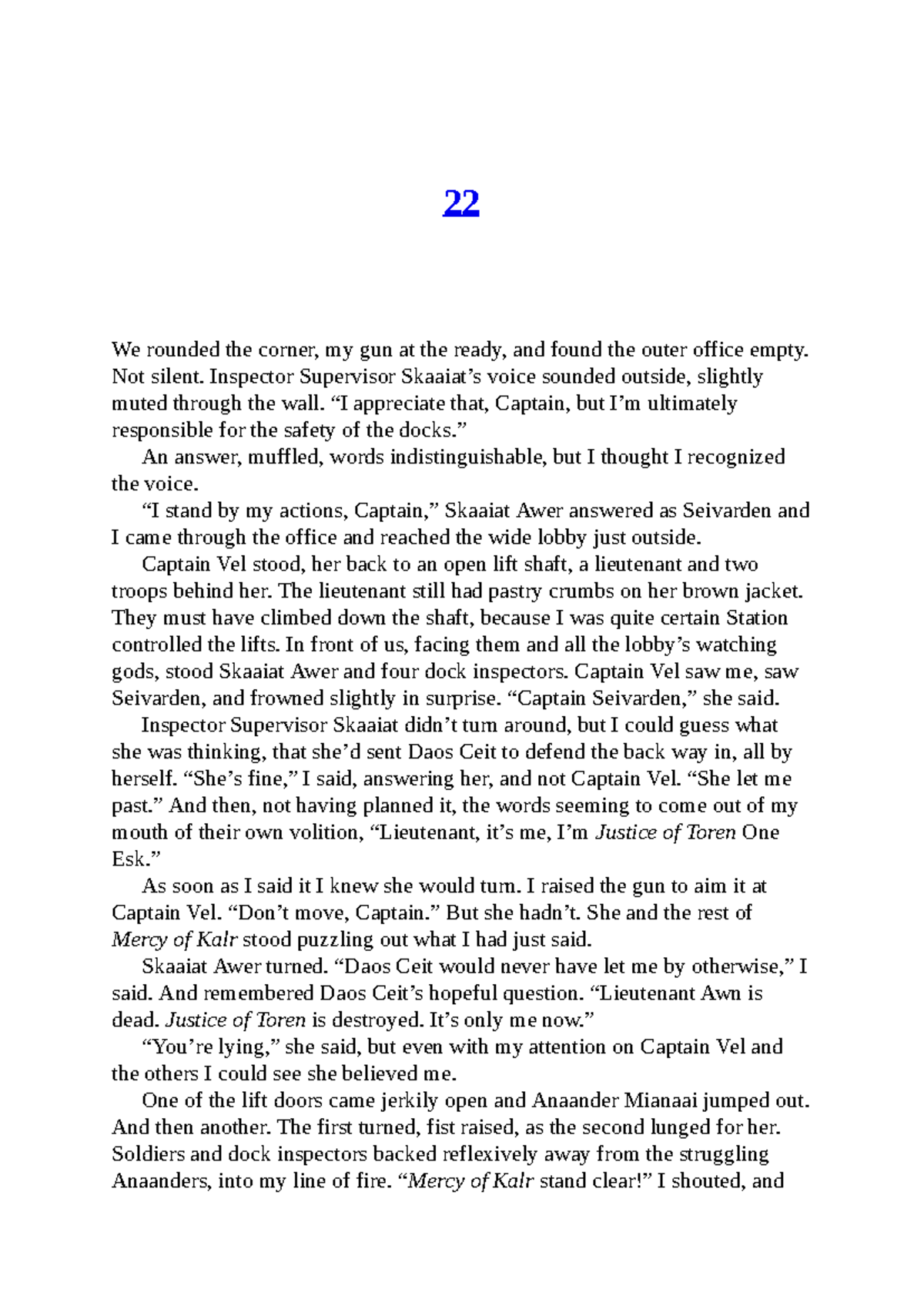 Ch 22: Tensions Rise in the Justice of Toren - Oceanof PDF - Studocu
