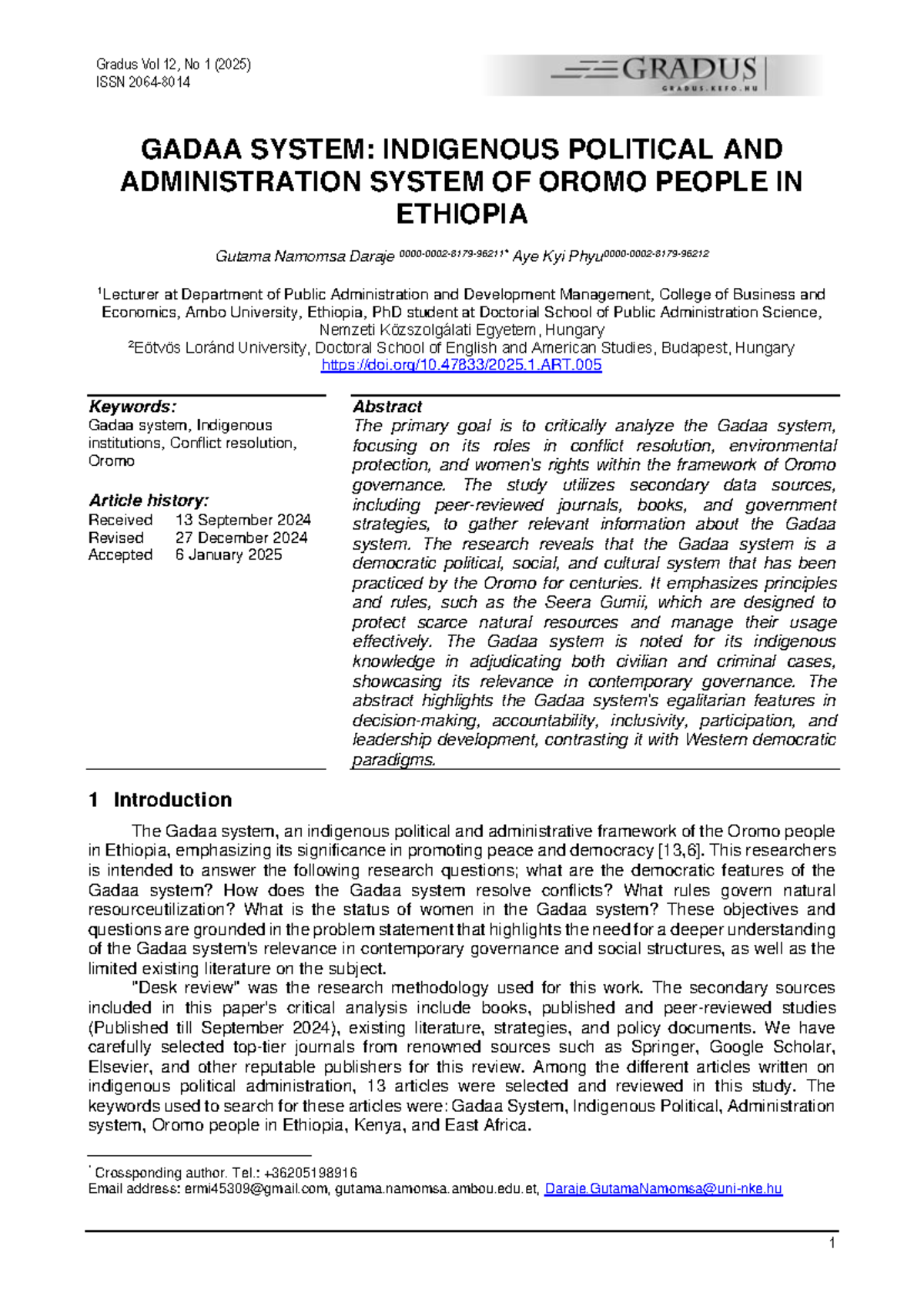 GADAA SYSTEM: Indigenous Governance of the Oromo People in Ethiopia ...