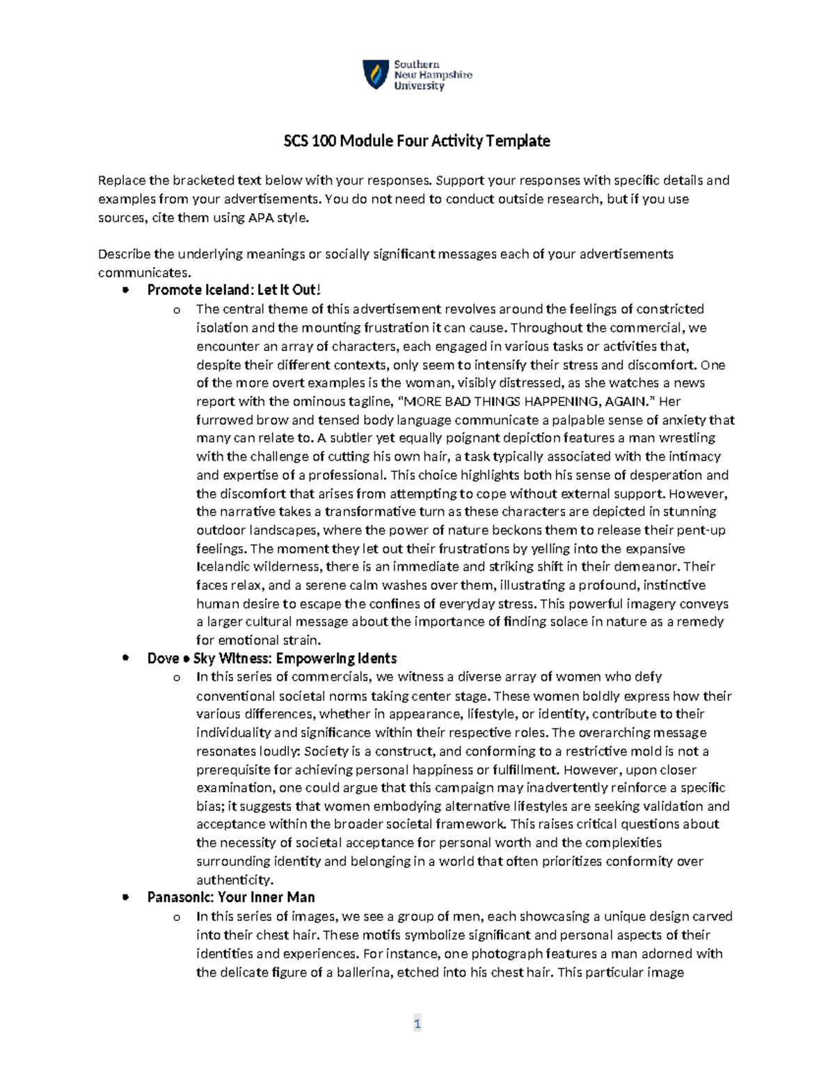 SCS 100 Final Exam: Analyzing Social Messages in Advertisements - Studocu