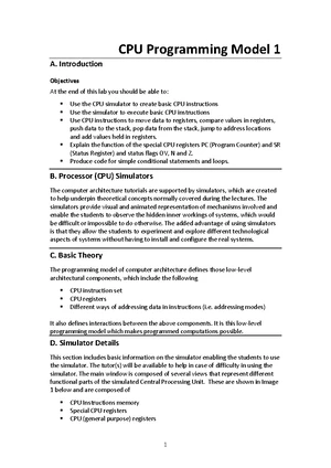 CPU Programming Model 1: Lab Guide for Simulator Exercises - Studocu