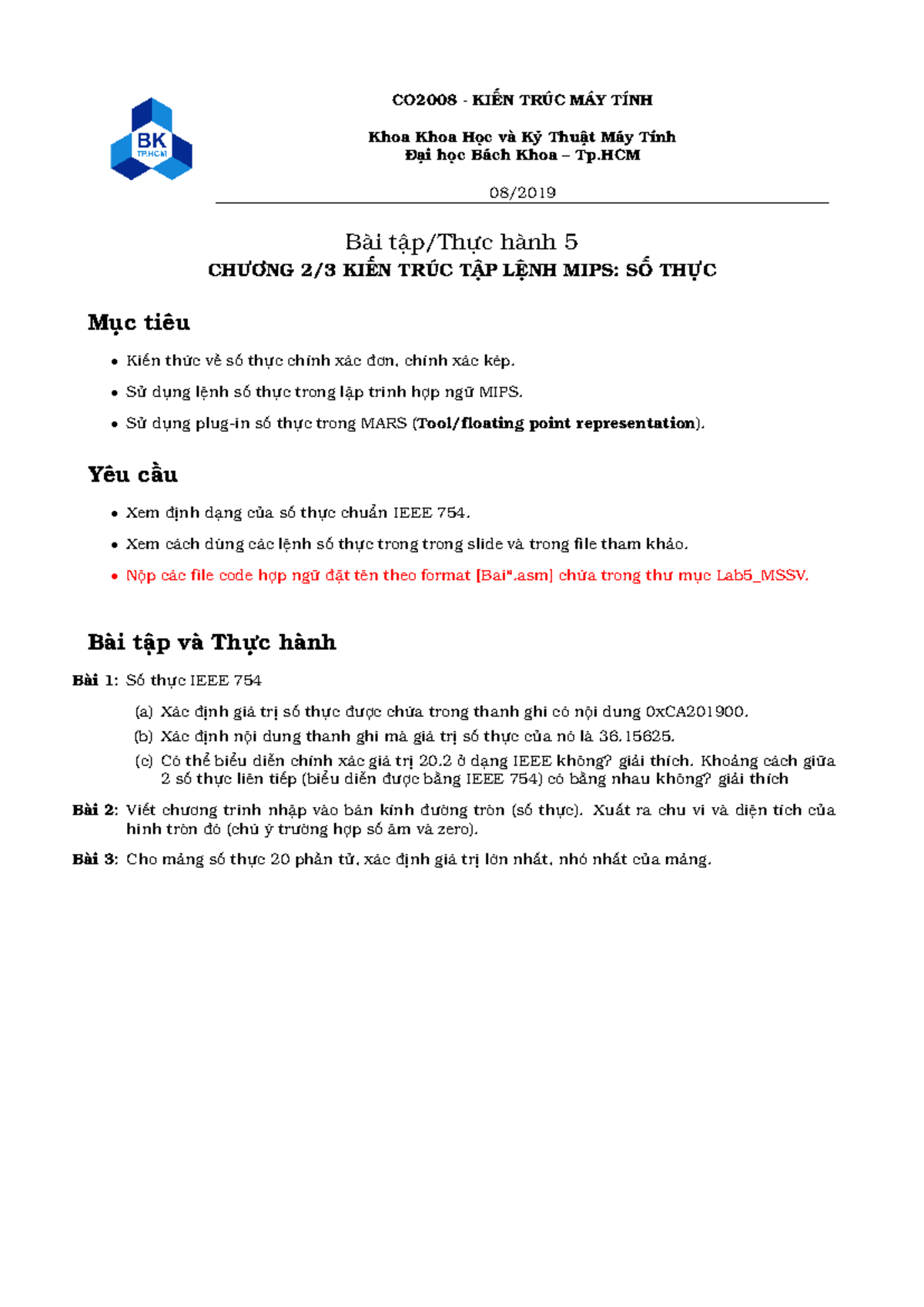 Chap2/3 - MIPS Floating Point - CO2008 Exercise/Practice Notes - Studocu