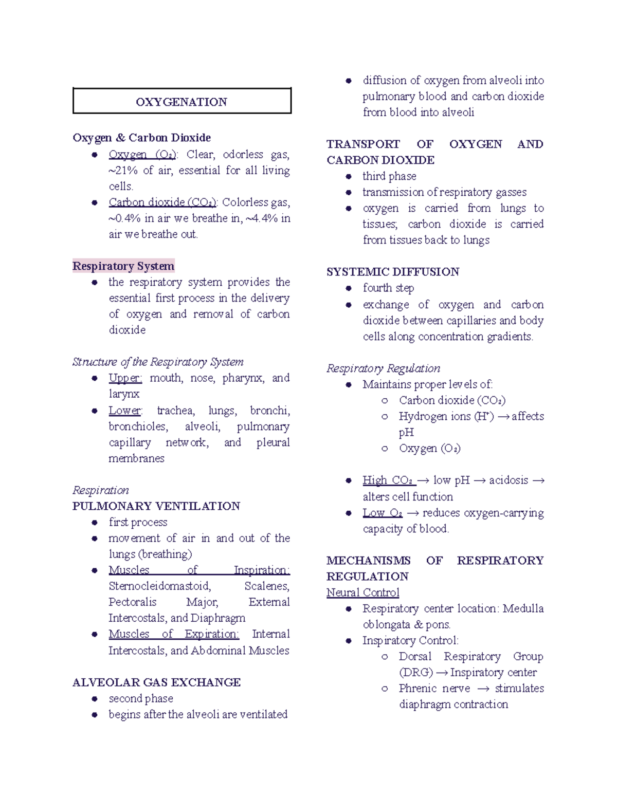 OXYGENATION: Key Concepts in Respiratory Function and Care (NUR 101 ...