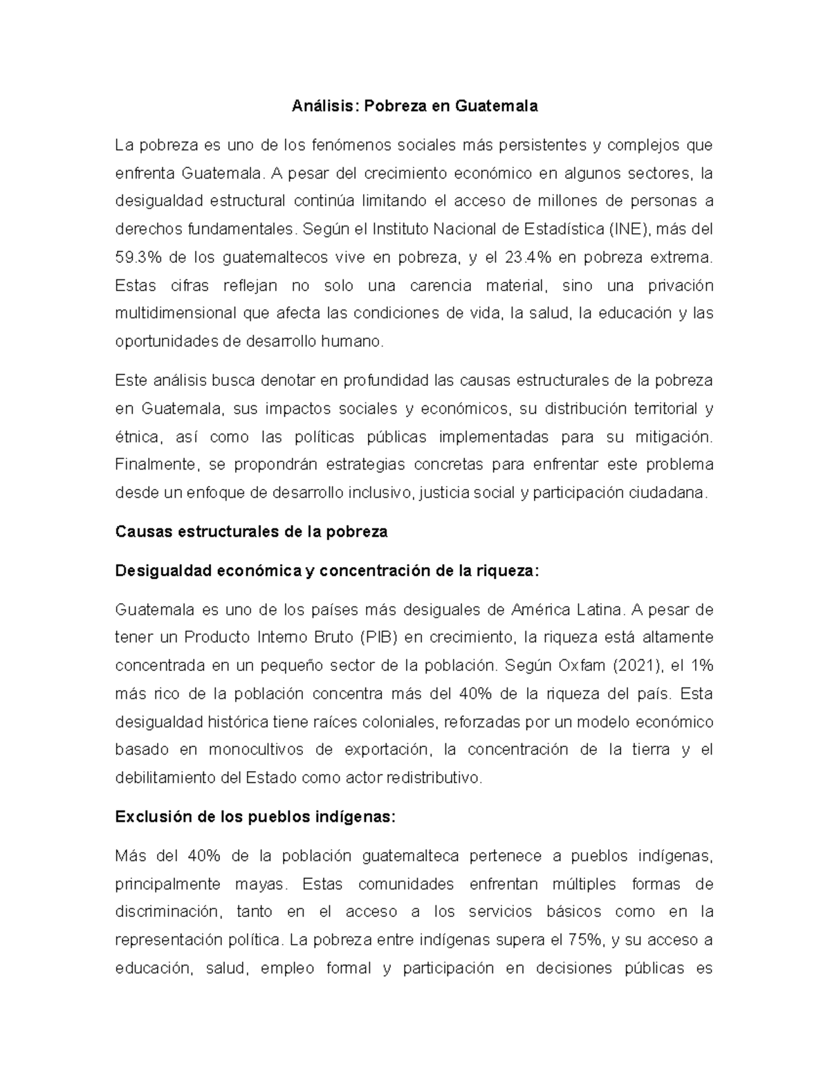 Análisis de la Pobreza en Guatemala - RESUMEN - Studocu