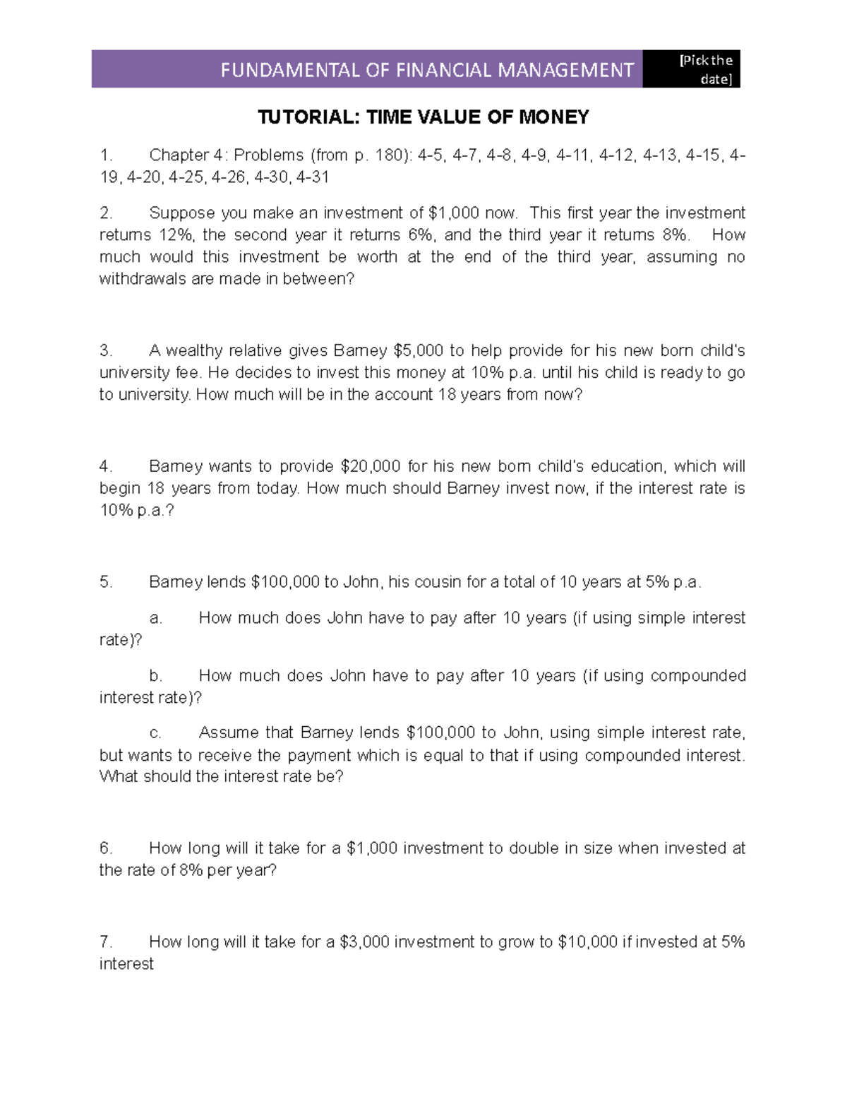 Time value of money - TVM - FUNDAMENTAL OF FINANCIAL MANAGEMENT date ...