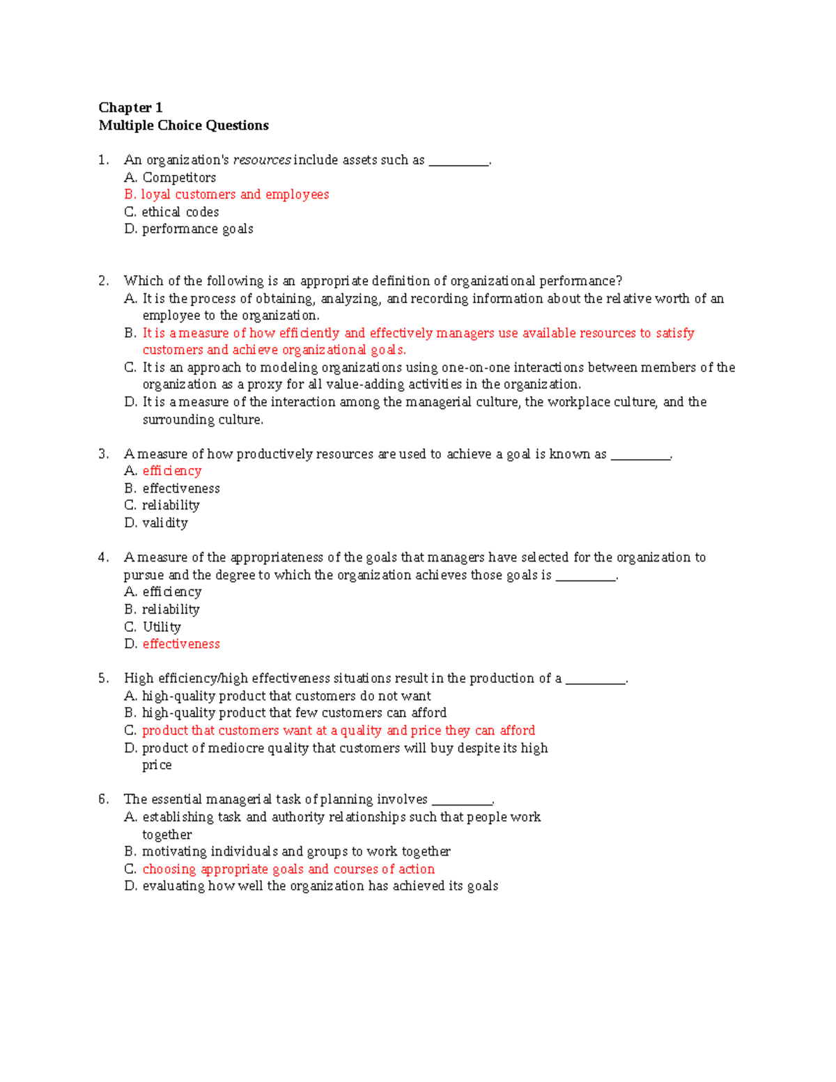 Final Exam Questions for Course Code: MGMT101 - April 24 - Studocu