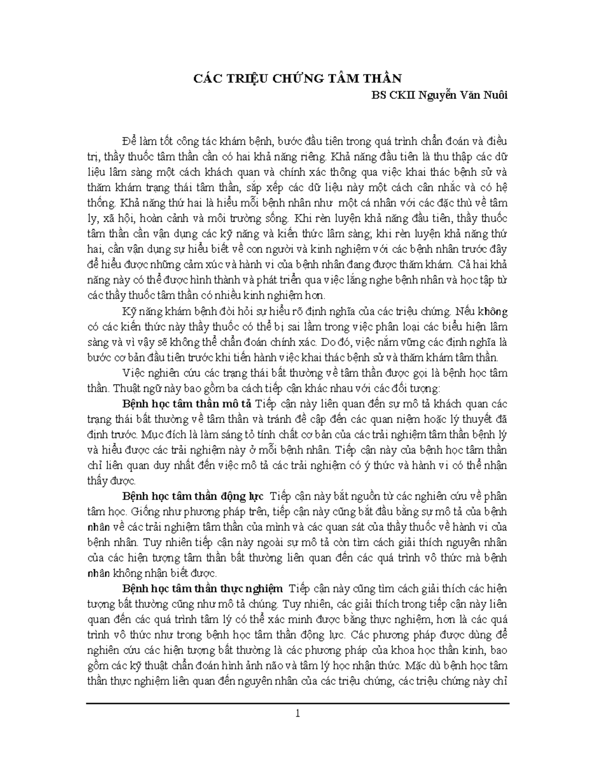 Các Triệu Chứng Tâm Thần và Phân Loại trong Chẩn Đoán Tâm Lý - Document Preview