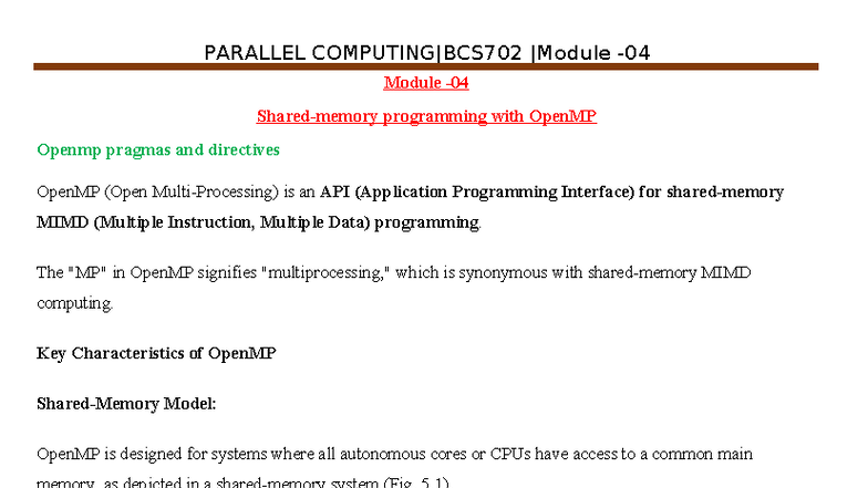 Module-04 PC: Notes on Parallel Computing with OpenMP - Studocu