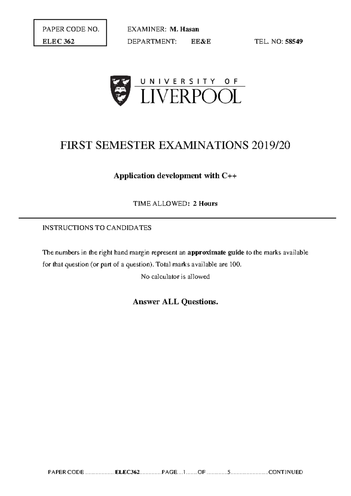 Final Exam Notes for Application Development Using C++ (ELEC362) - Studocu