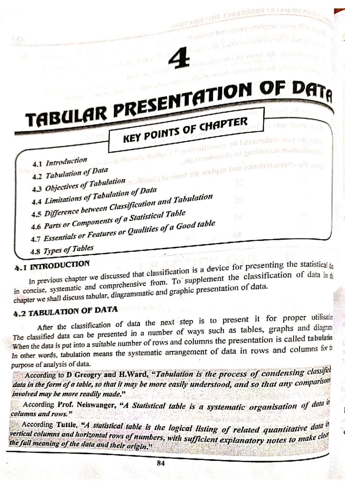 Tabular Presentation of Data: Key Points from Chapter 4 (Course Code: 4 ...