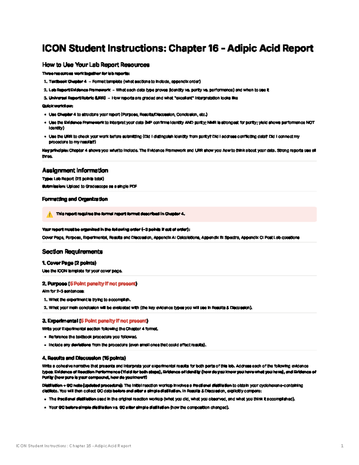 Chem 2410 Lab Report Instructions: Adipic Acid Analysis Guide - Studocu