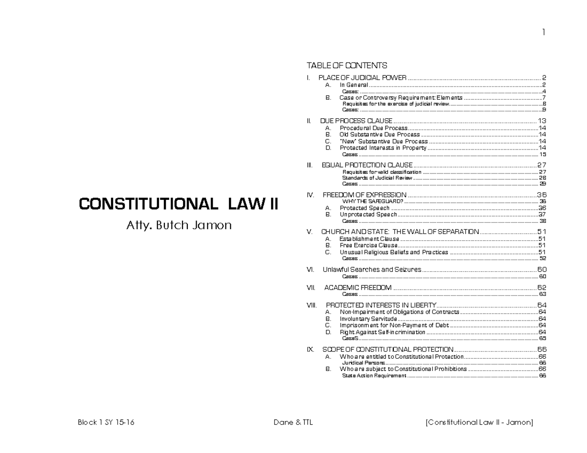 Mconsti 2 - Constitutional Law II Lecture Notes by Atty. Jamon - Studocu
