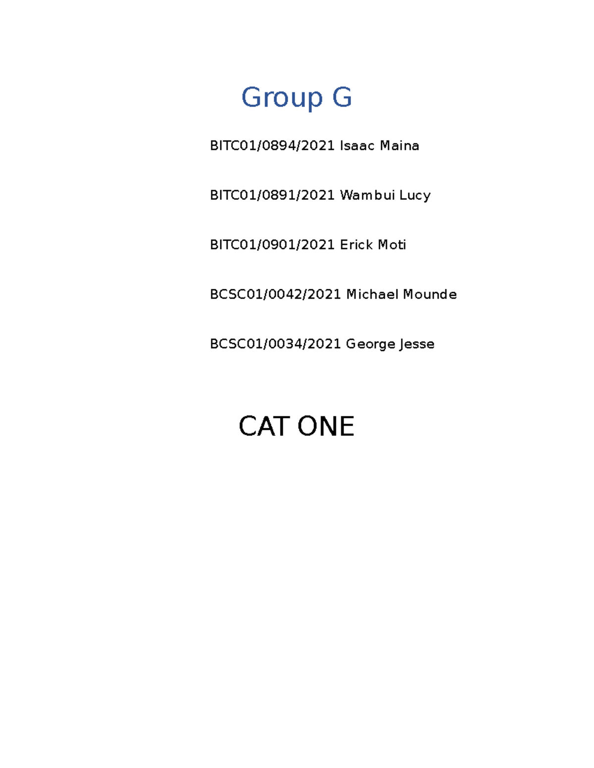 CAT ONE - Group G - It is a research on computer systems security ...