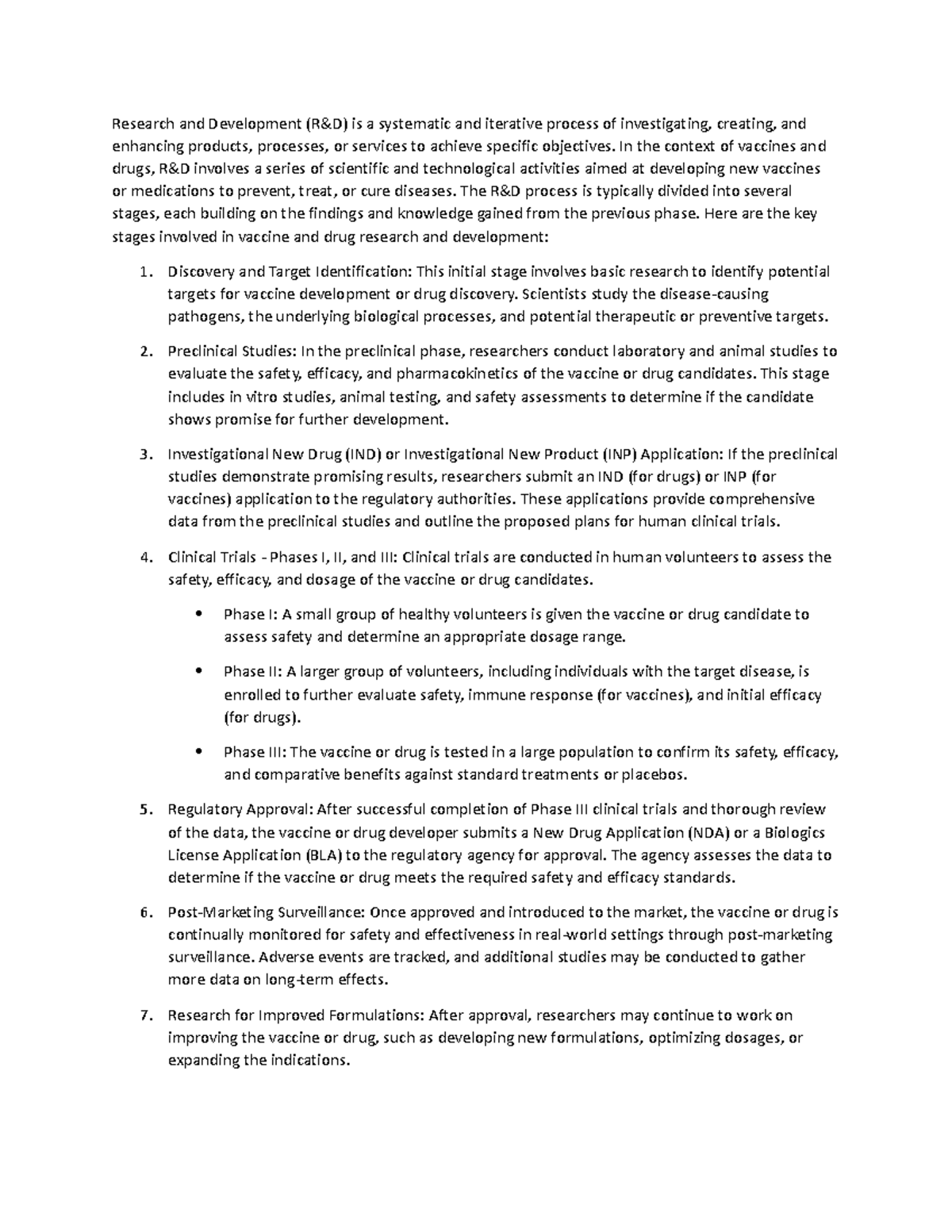 R&D Process of Vaccine and Drug Development: Key Stages Explained - Studocu