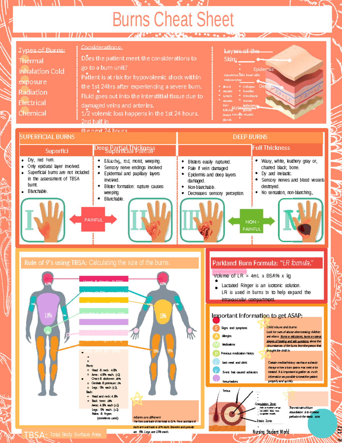 Med Surg 7: Comprehensive Burn Types Cheat Sheet - Studocu