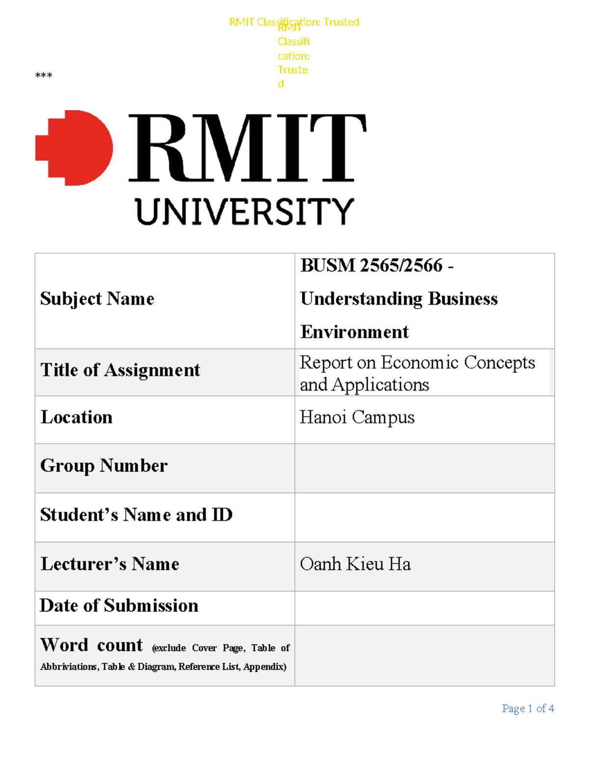 BUSM Assignment Report: Economic Concepts & Applications - Studocu
