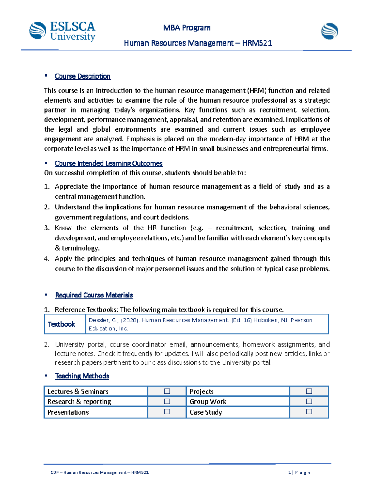 HRM521 - Comprehensive Overview of Human Resources Management - Studocu