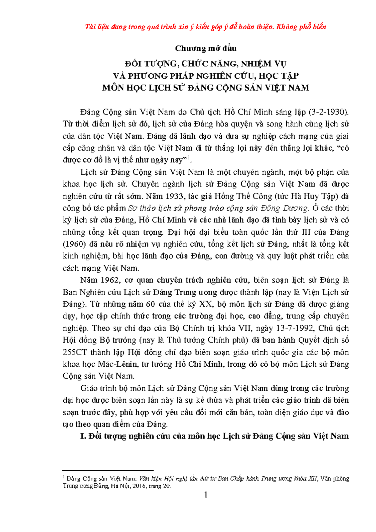 Giao Trình Lịch Sử Đảng Cộng Sản Việt Nam - Lần 1 (Hệ Không Chuyên ...