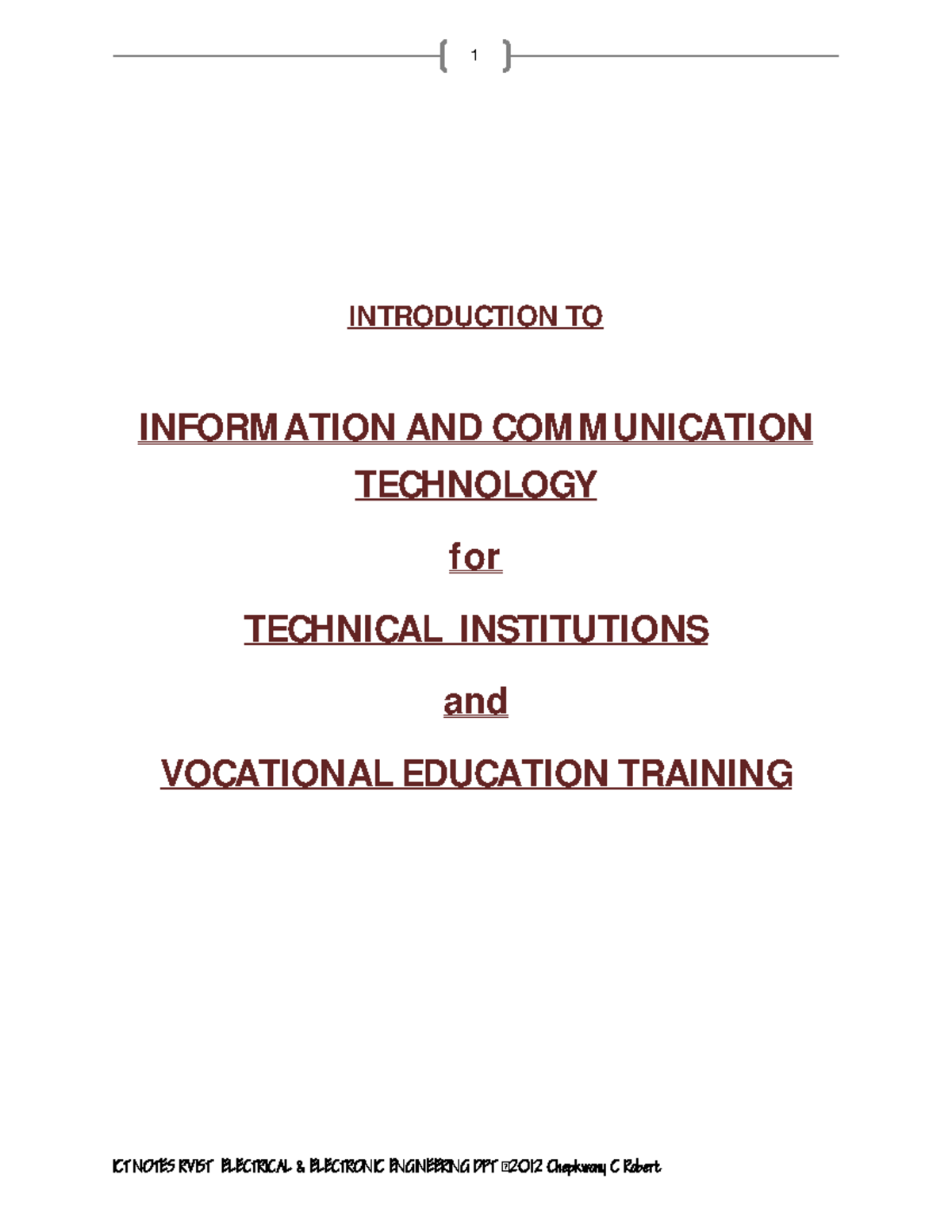 ICT Notes - Introduction to Information & Communication Technology ...