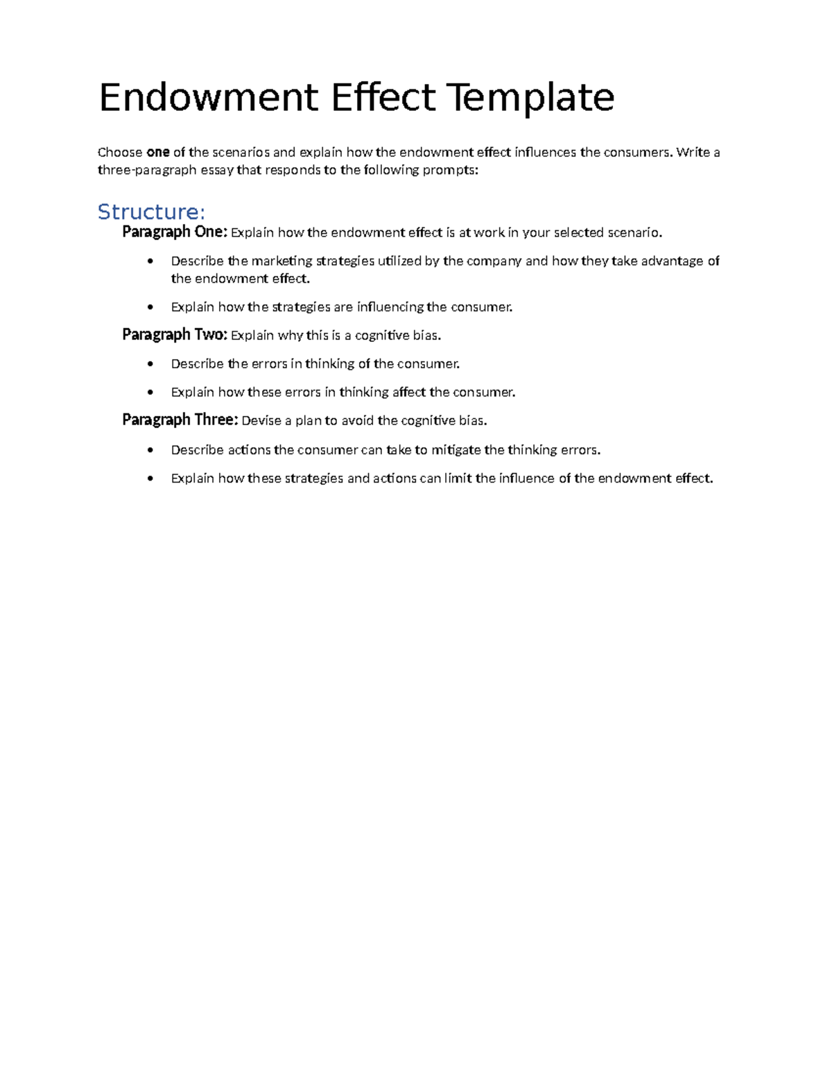 Endowment Effect Essay Template: Understanding Consumer Bias Analysis ...