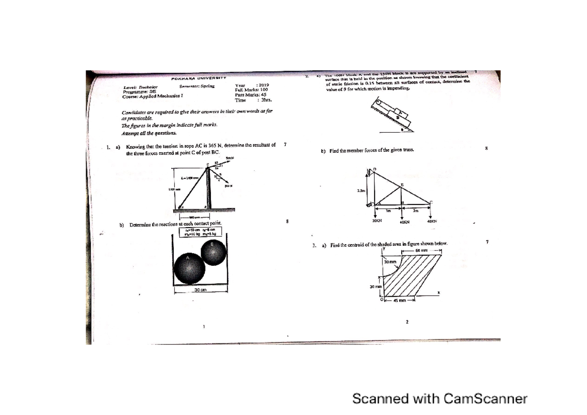 Applied Mechanics I - Final Exam Notes (BE, Spring 2019) - Studocu