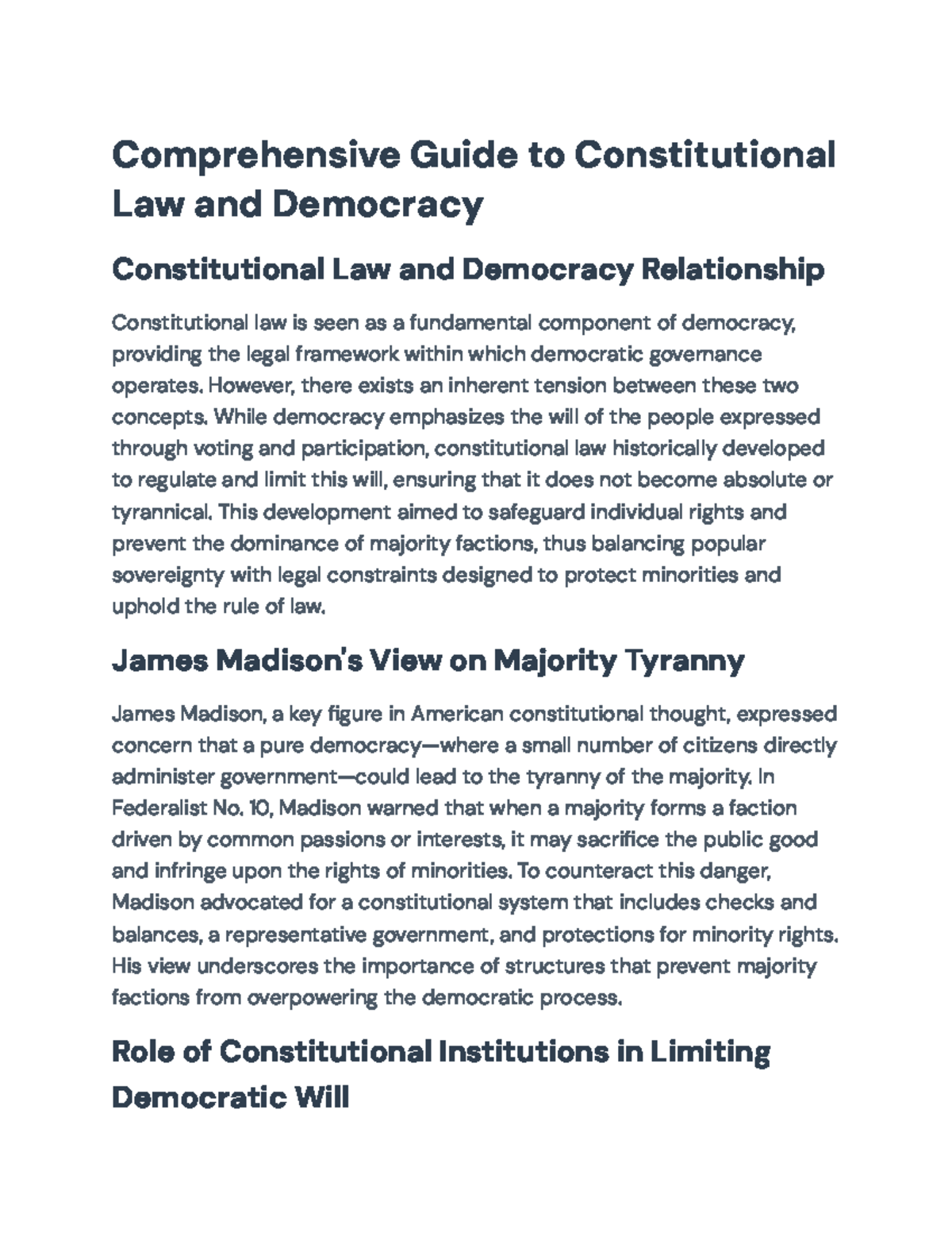 Comprehensive Overview of Constitutional Law and Democracy Dynamics ...
