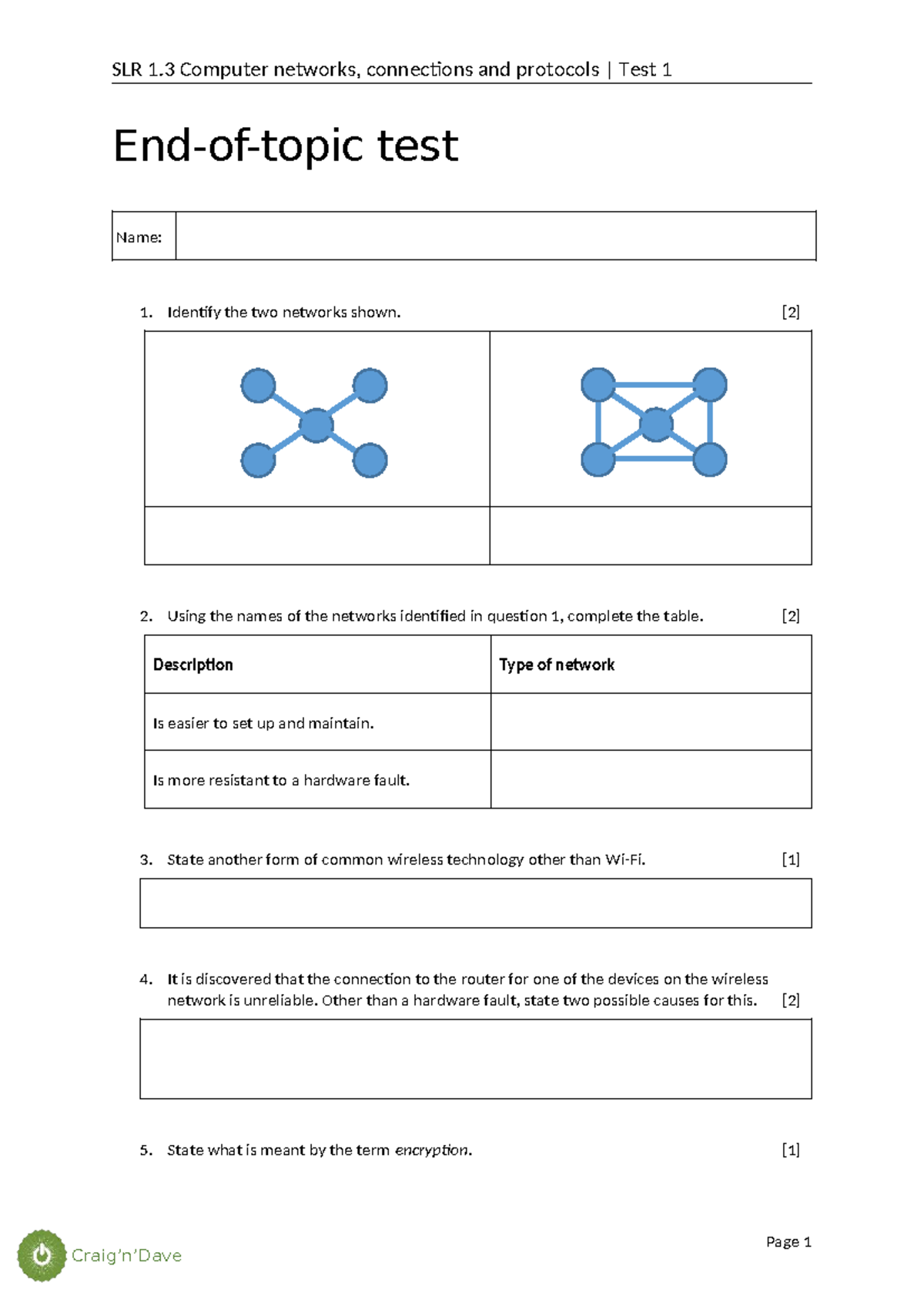 SLR 1.3 Test 1 - Computer Networks and Protocols Overview - Studocu
