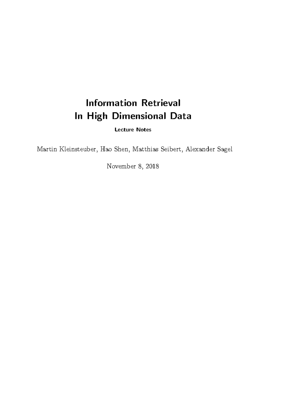 Info Ret Lecture Notes - Lab course - Information Retrieval In High ...
