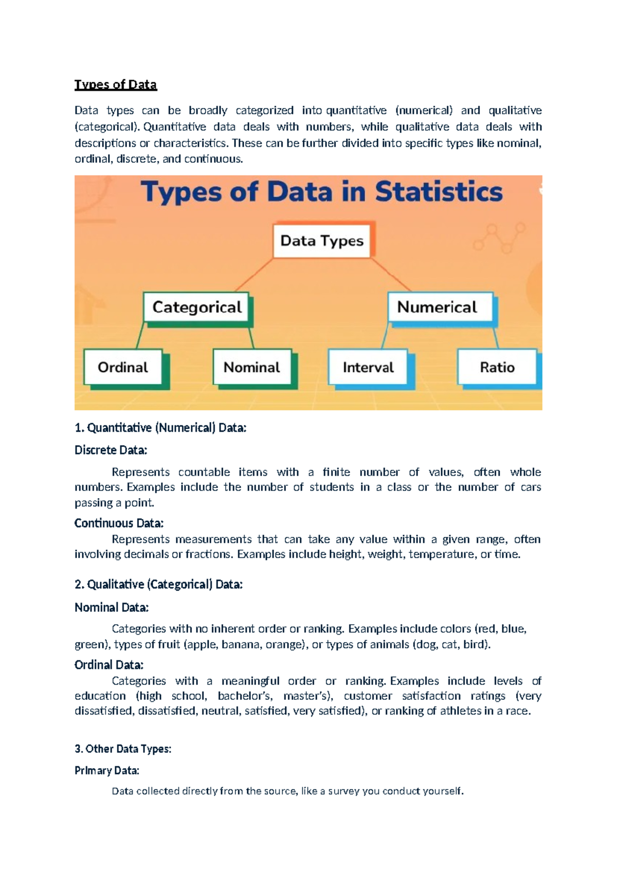 UNIT I: Types of Data - Quantitative and Qualitative Analysis - Studocu