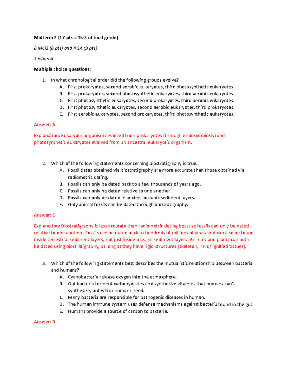 Midterm 2 Study Guide: Key Questions & Answers for Biology 101 - Studocu