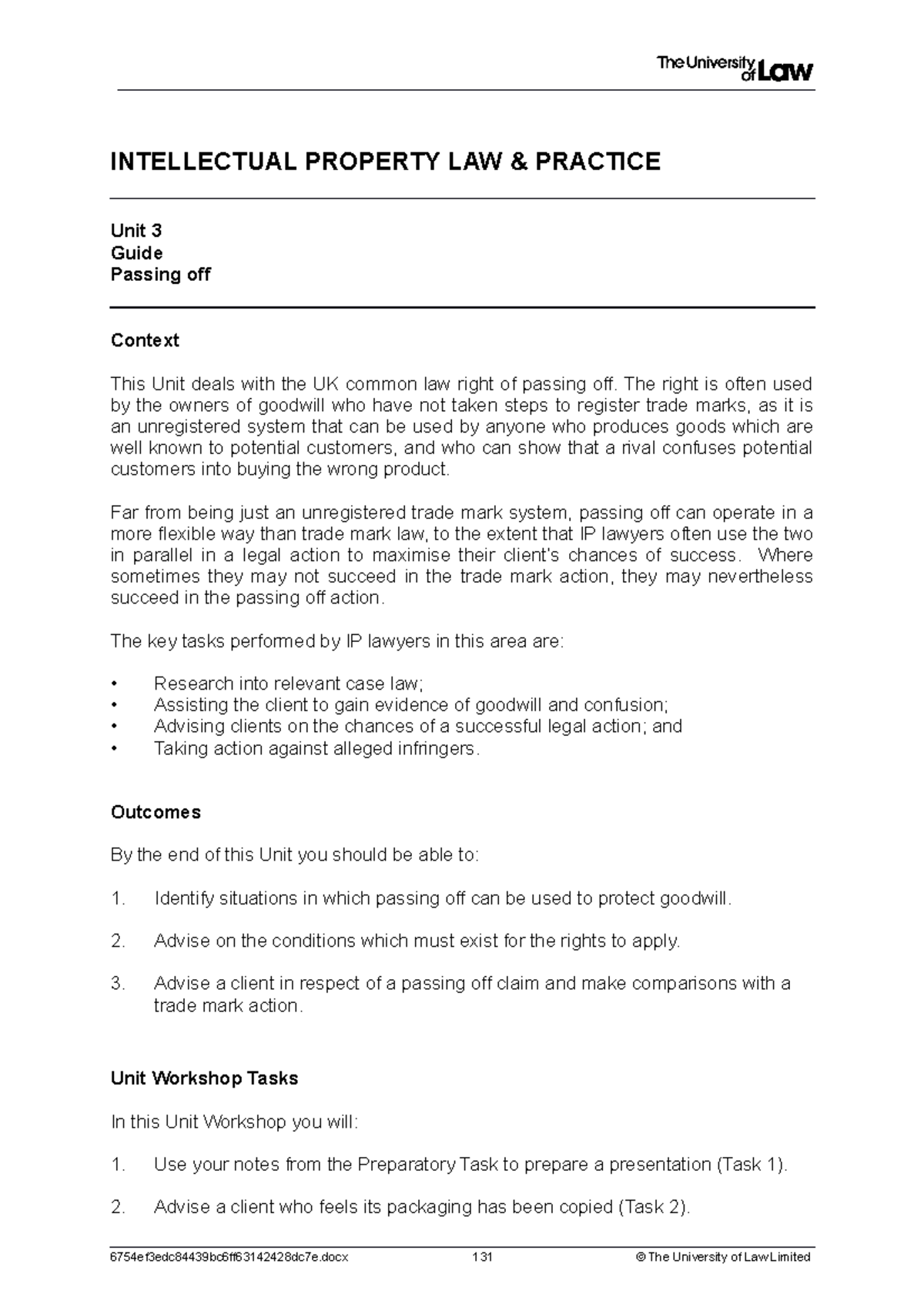 IP WS3 Guide - ip workshop 3 annotated notes - INTELLECTUAL PROPERTY ...