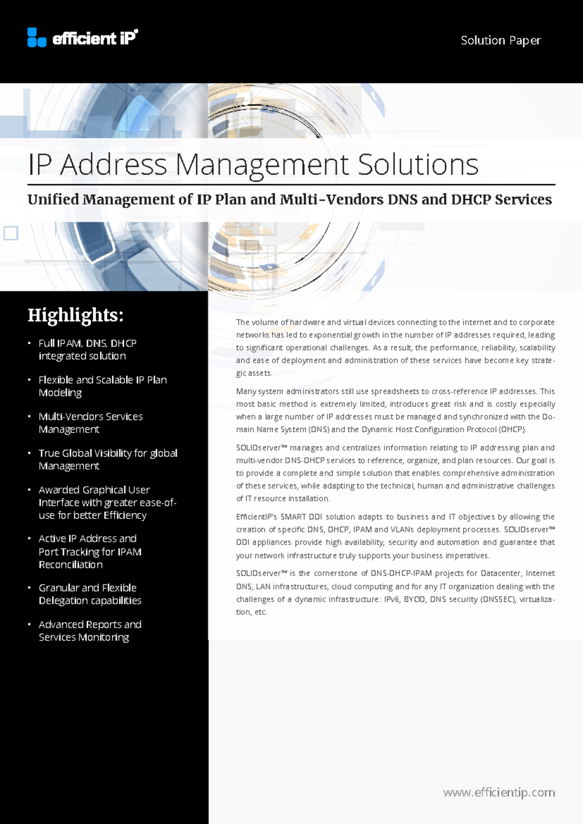 Sp-IP Address Management Solutions (220602) - EfficientIP Guide - Studocu