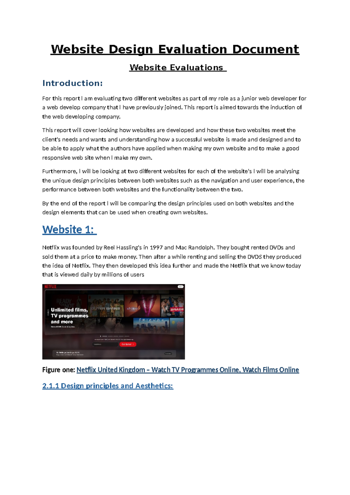 Website Design Evaluation Document 1 copy - Website Design Evaluation ...